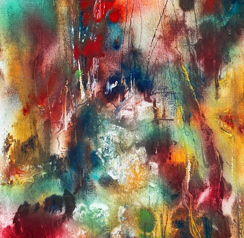 Abstract painting on handmade paper